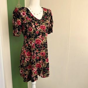 Vintage 90s Dark Rose Lace Up Dress